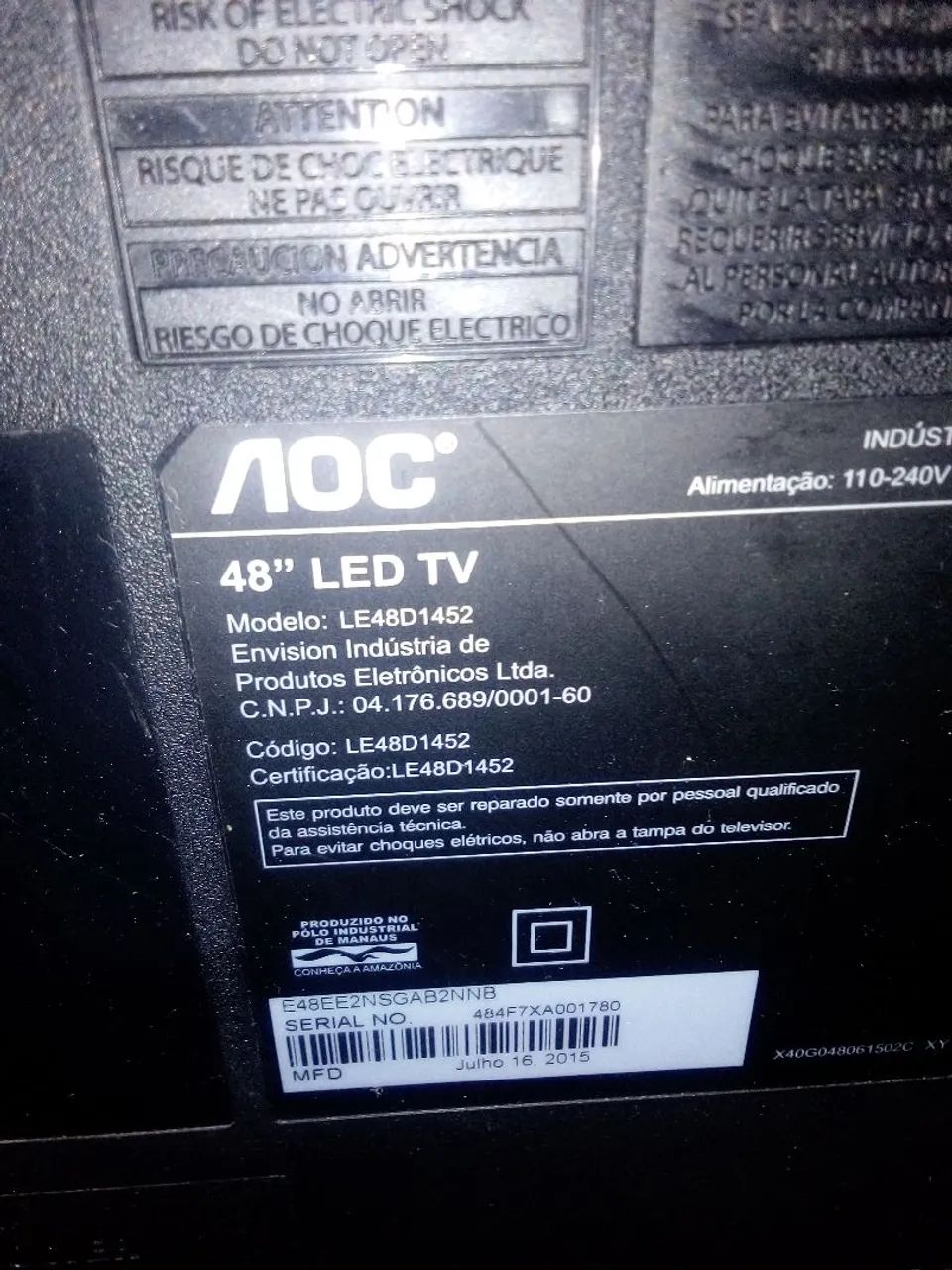 TV 48" OAC LED Defeito Tela - Foto 2