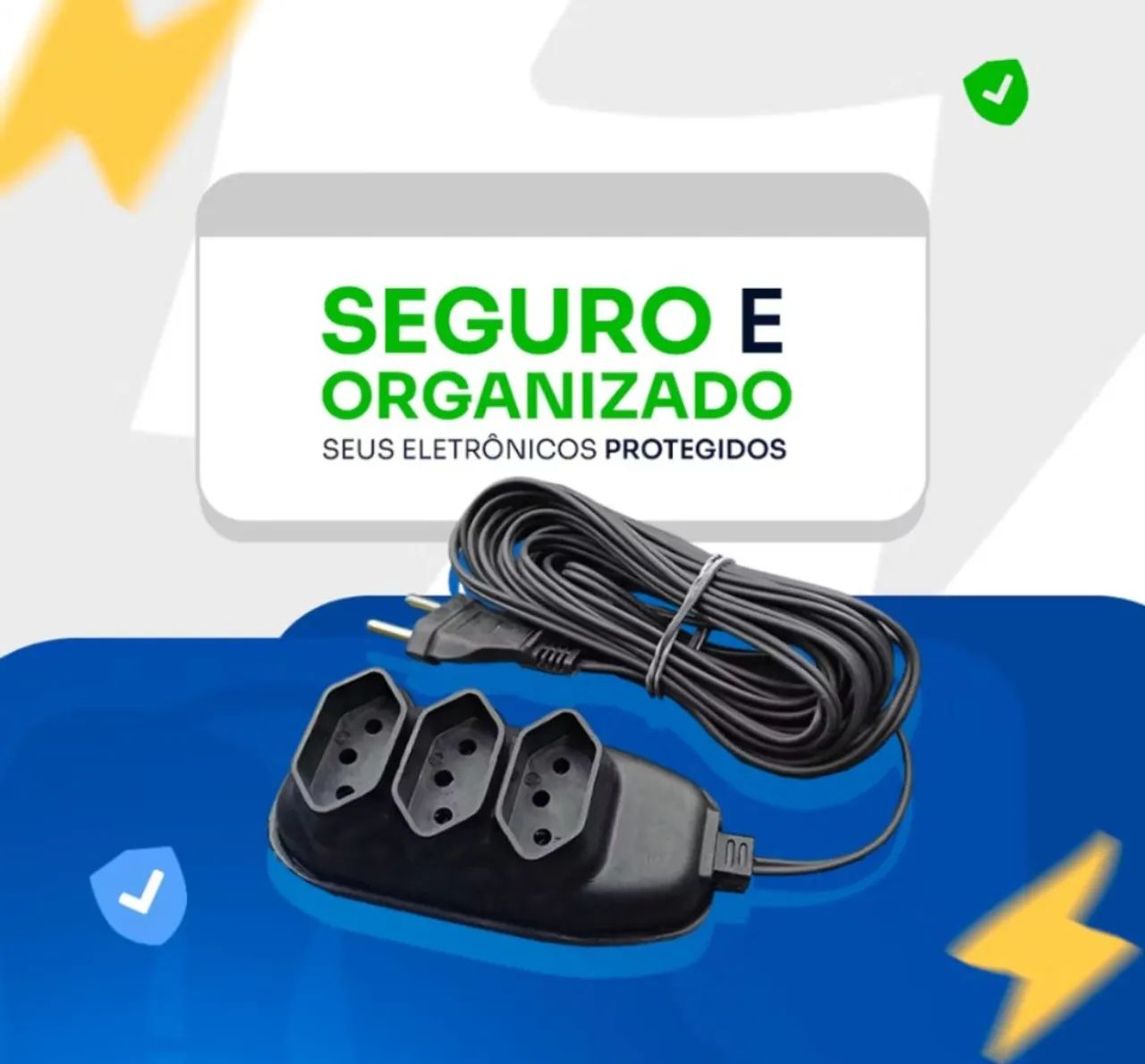 Extensão elétrica 10 metros Extensor com 3 Tomada 110v/220v - Foto 2