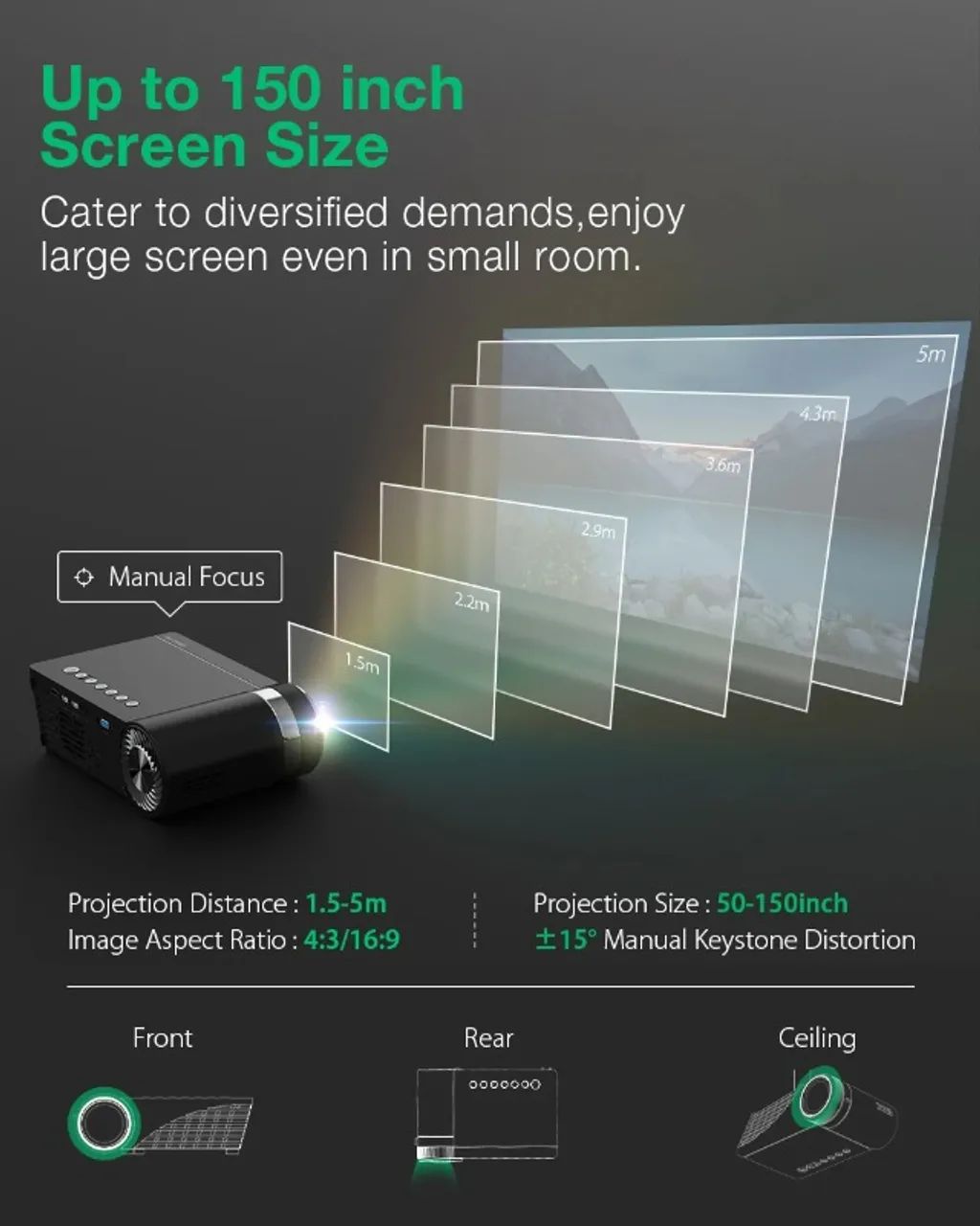 Projetor Blitzwolf Vp8 - Led 5500 Lumens Hd Preto - Foto 3