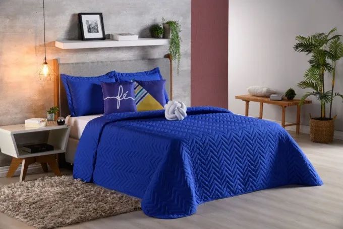 Cobre Leito Cama Casal Azul Turquesa