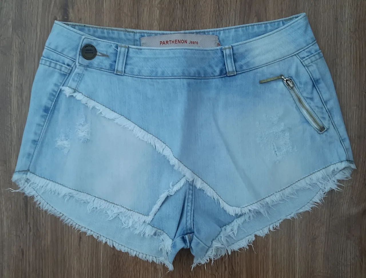 Short saia Jeans Desfiado - Parthénon - P