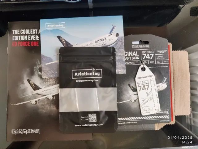 Aviationtag Iron Maiden Ed Force One - Boeing 747 (TF-AAK) + Case - No Brasil