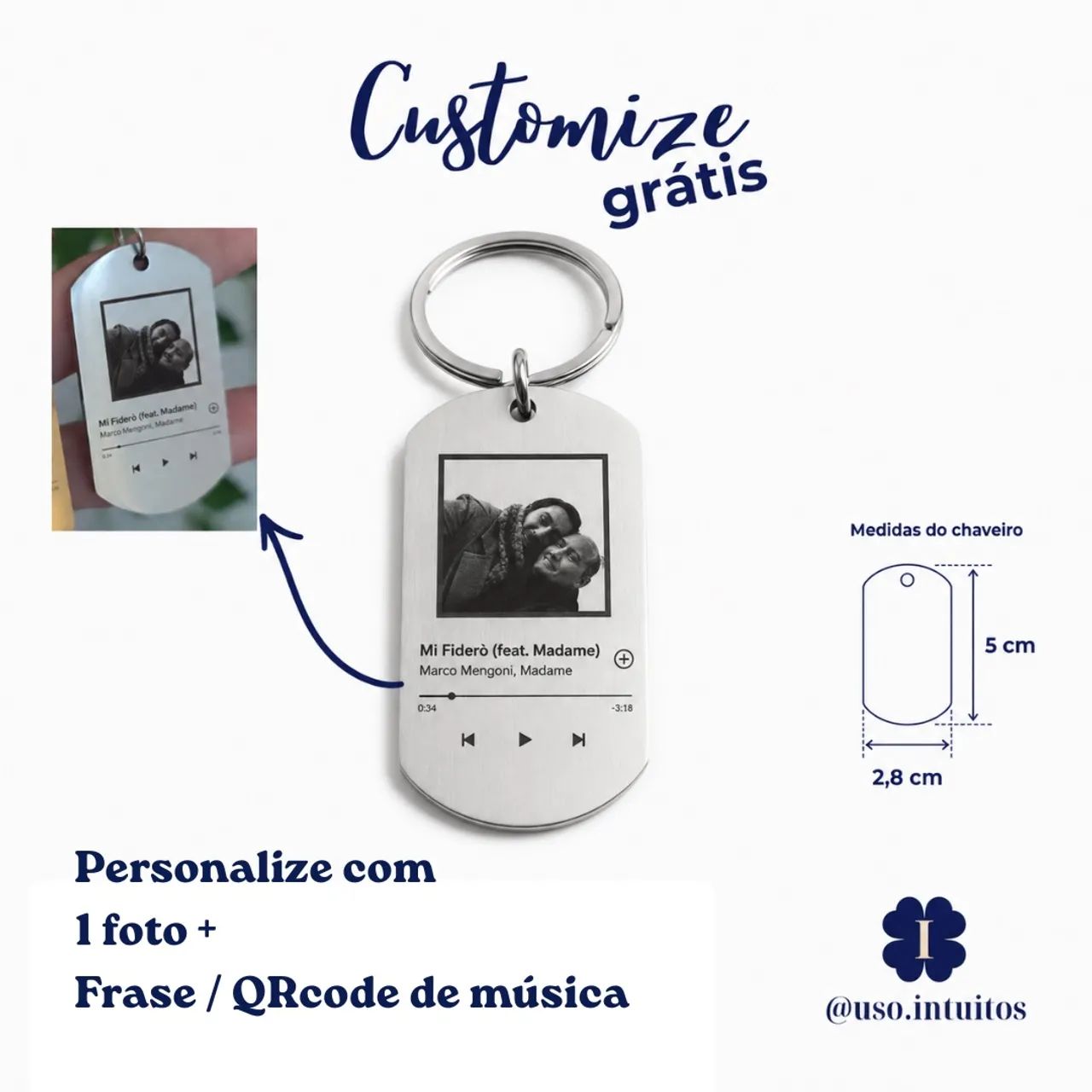 Chaveiro personalizável aço - Não escurece - Foto 2