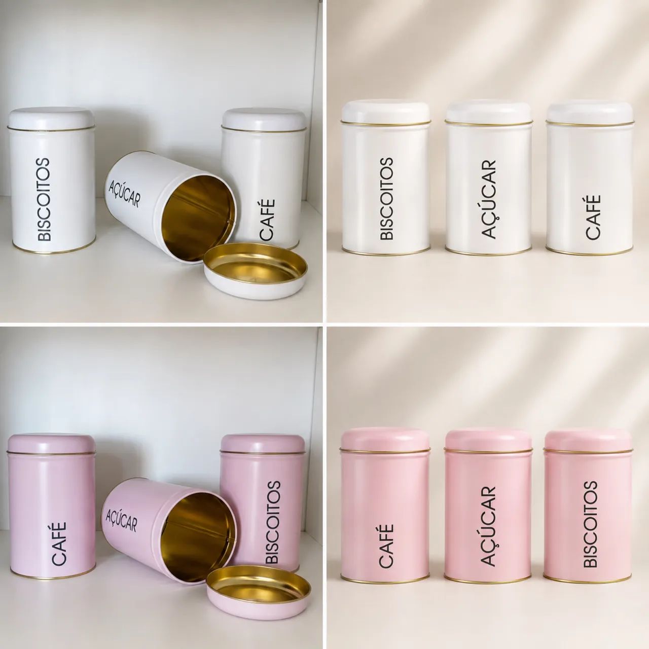 Kit 3 Latas Porta Mantimentos - Café, Açúcar e Biscoitos - Foto 4