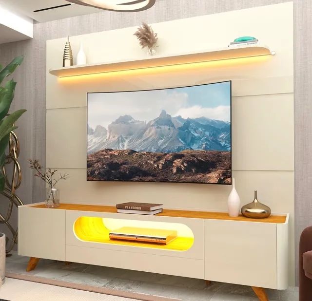 Conjunto Sala Belmonte 219 Off White e Naturale - Foto 3