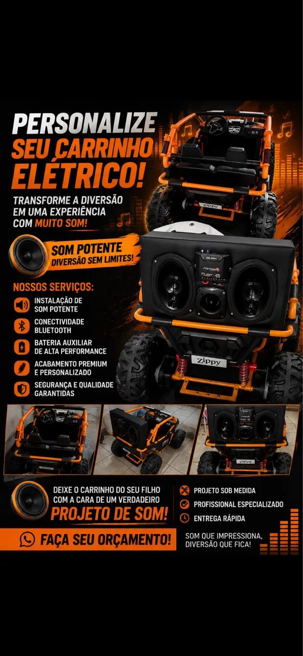 PERSONALIZAÇÃO DE CARRINHOS ELÉTRICOS COM SOM AUTOMOTIVO 
