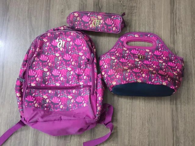 kit mochila lancheira estojo capricho