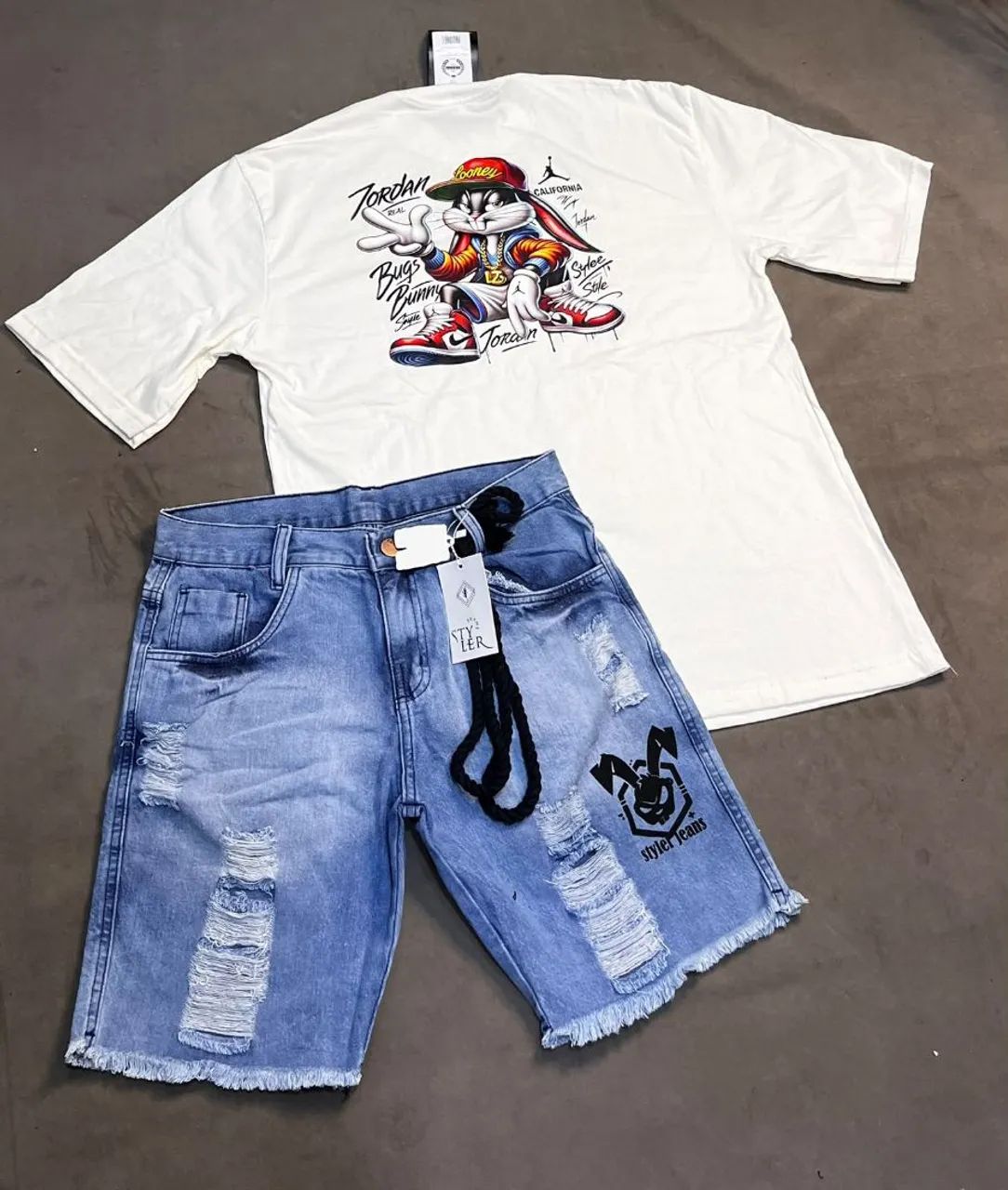 Kites de bermudas jeans e camisas de algodão modelos long - Foto 5