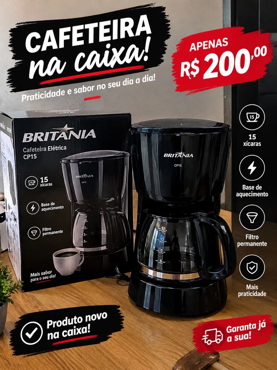 Cafeteira elétrica nova na caixa