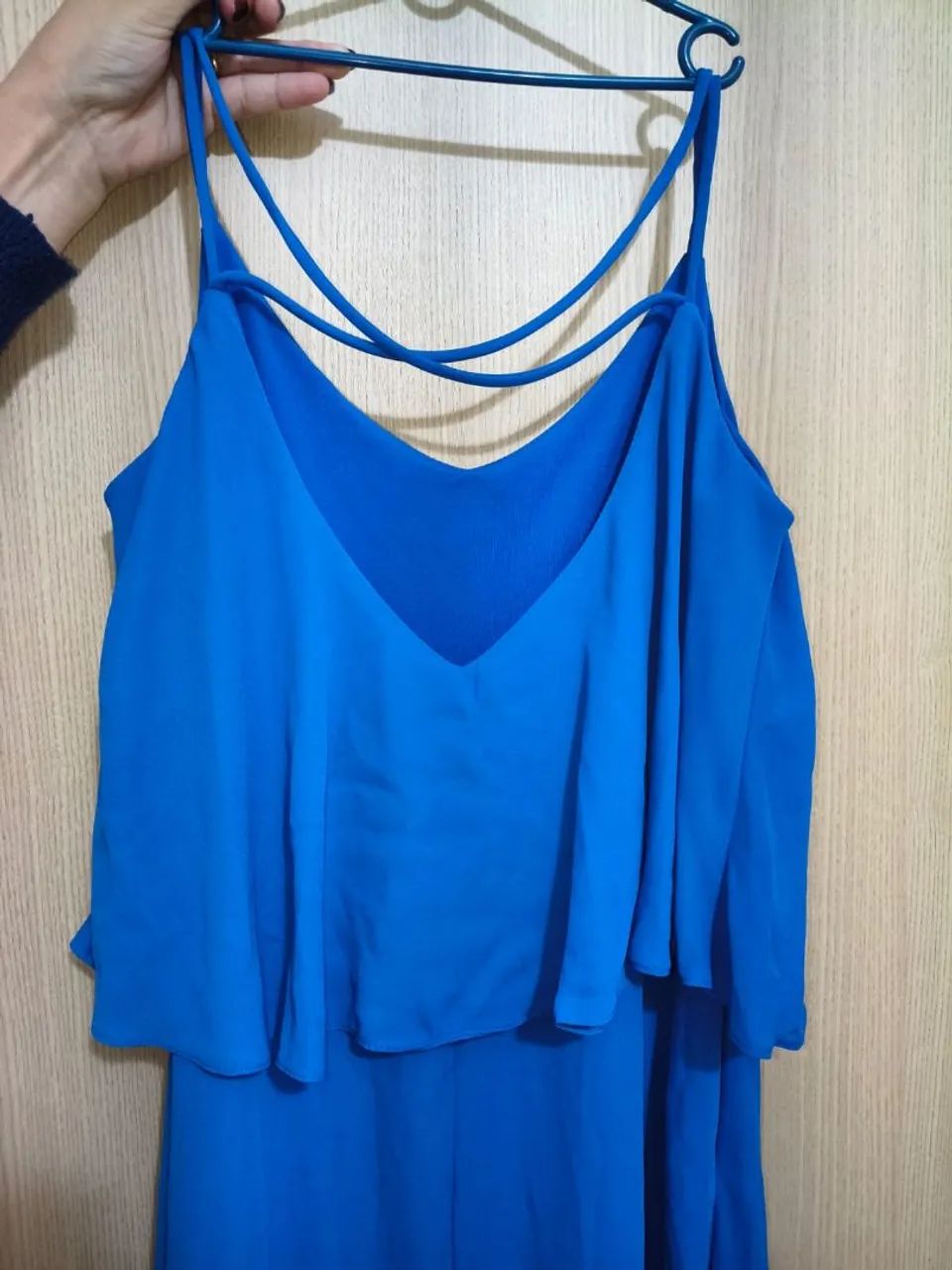 Vestido azul crepe de seda Tam.42 - Foto 3