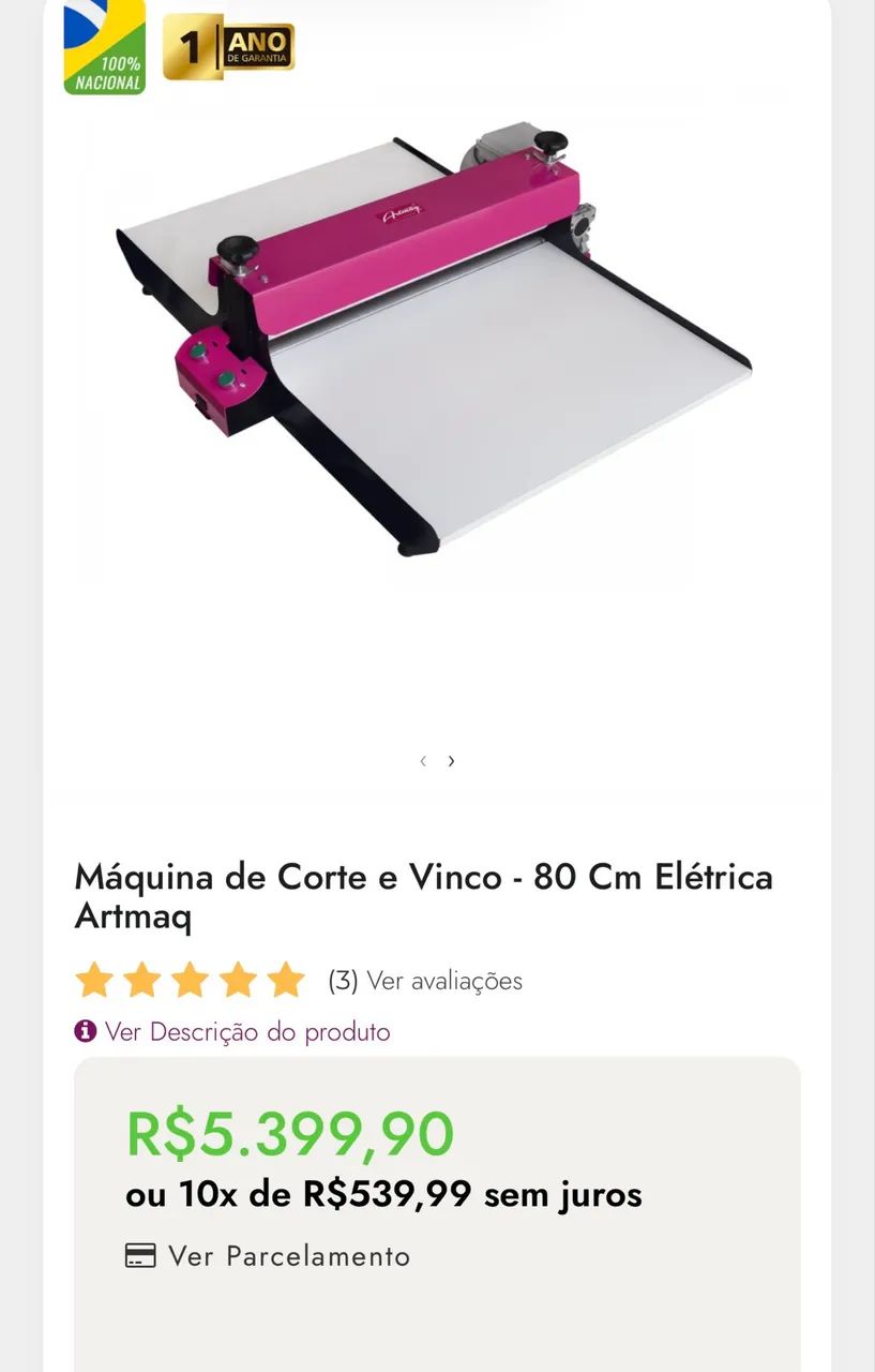 Máquina Corte e Vinco Semi automática 80cm com base