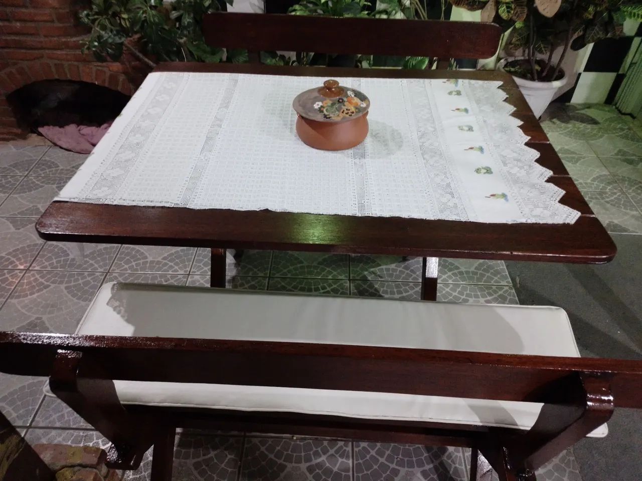 Mesa e bancos para área externa churrasqueira  - Foto 5