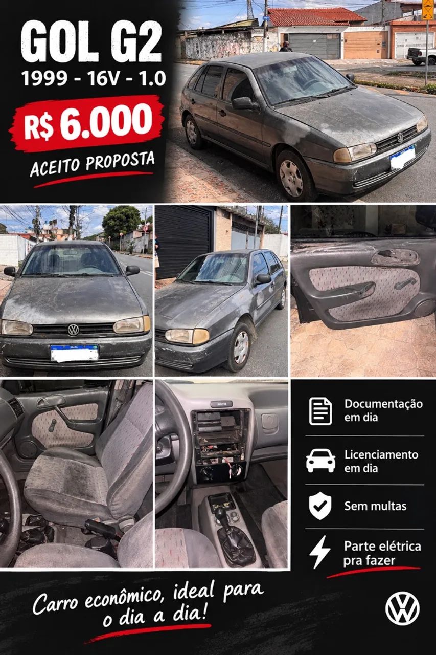 Volkswagen Gol Geração II 1.0 16V 70cv MI Gasolina Mec. (1000) 2P 1999