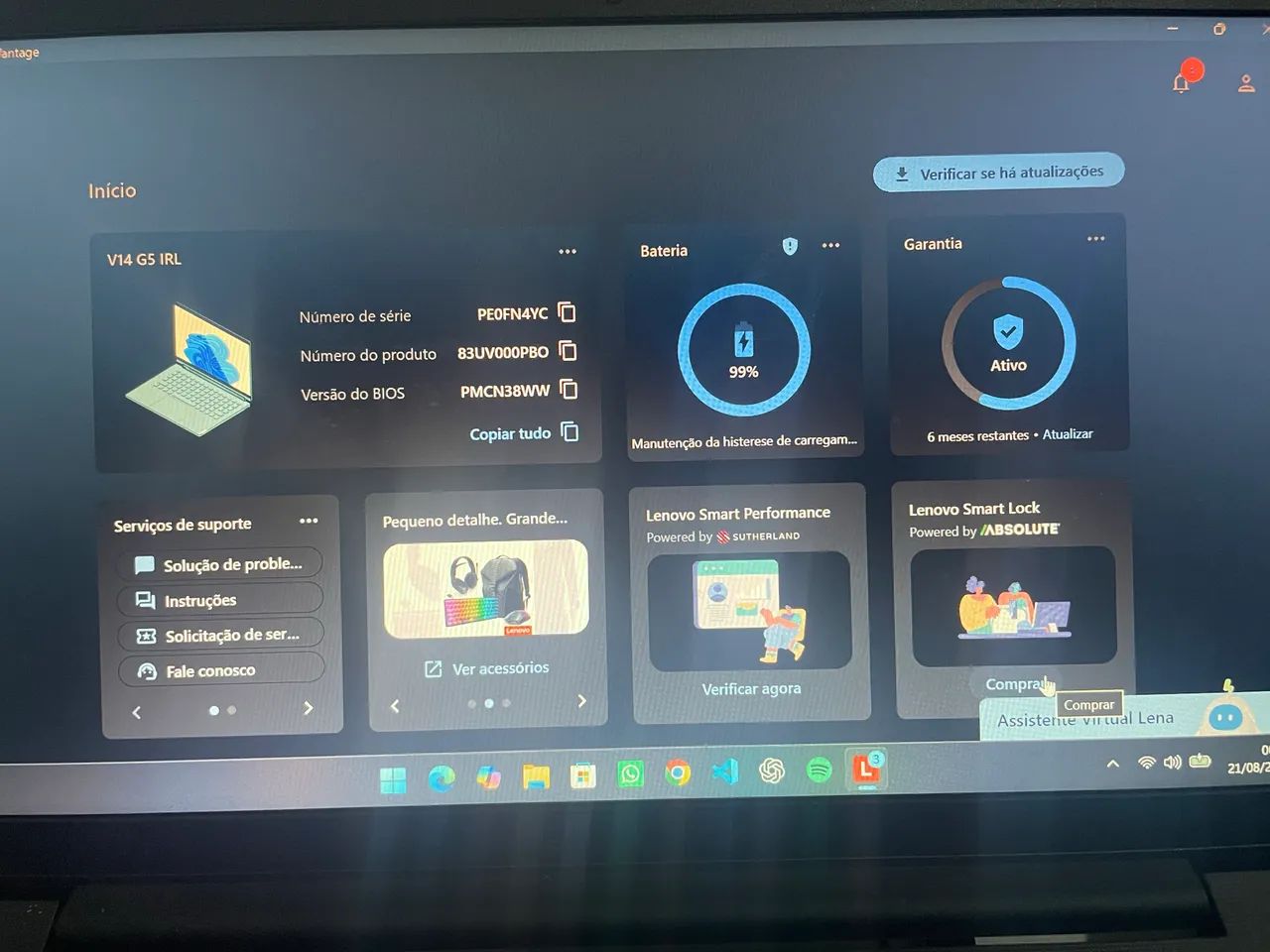 Notebook Lenovo V14 G5 512gb 16GB de ram 