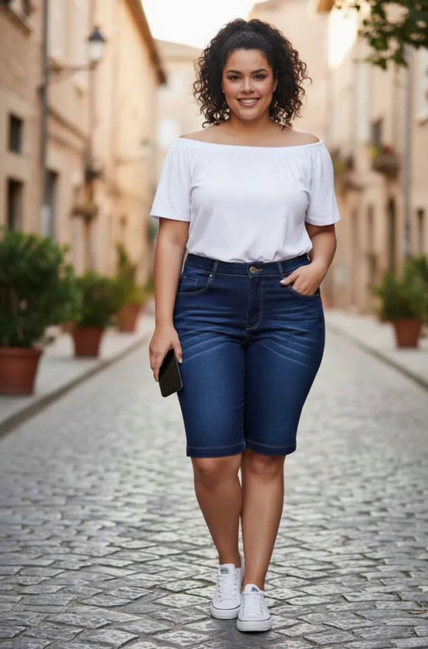Bermuda Jeans Feminina Plus Size 46 - Oferta R$ 69 - Foto 4