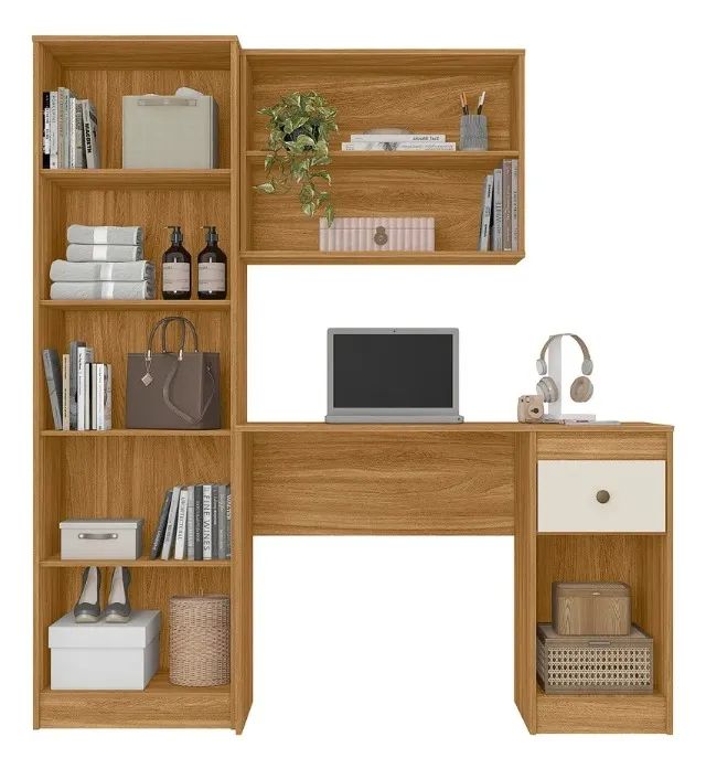 Mesa Escrivaninha Com Armário Nicho Home Office Multiuso - Foto 5