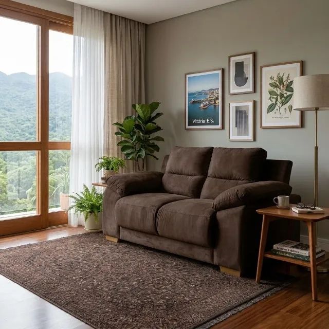 Sofa Luna Estofar 2 Lugares Tecido Veludo - Praia Moveis 