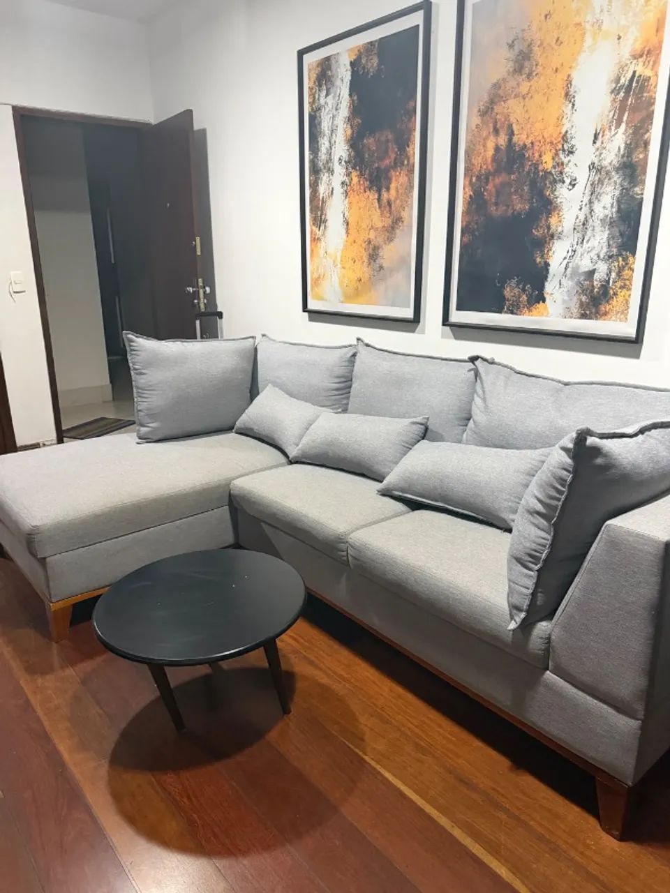 Sofá em linho com Chaise 3m