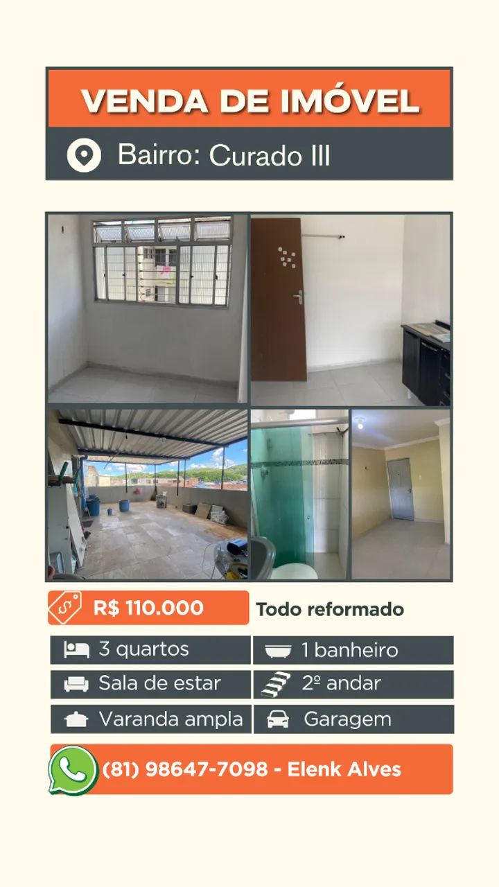 Apartamento 3 quartos, Curado 2