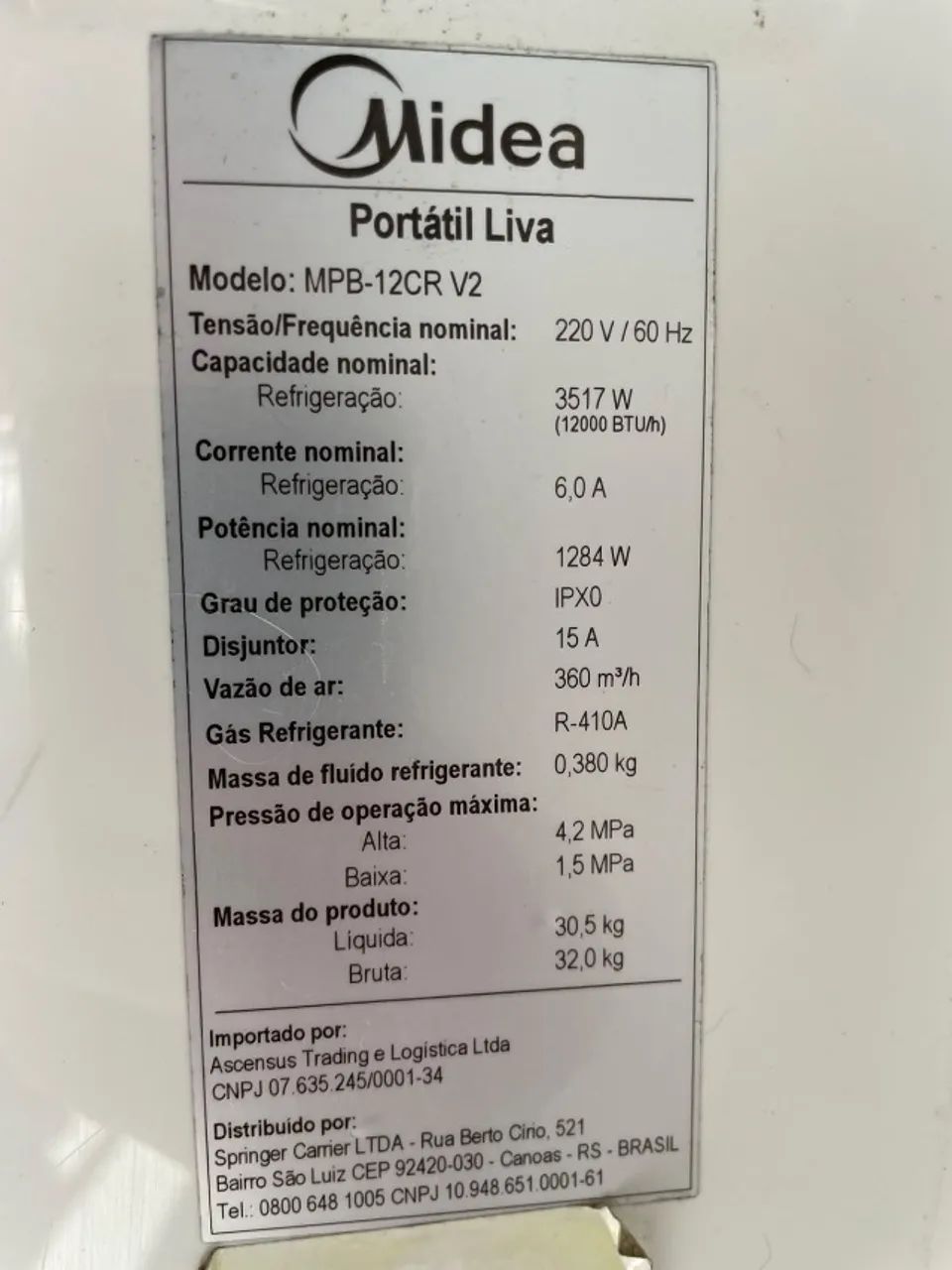 Ar Condicionado Portátil MIDEA 12.000 BTus - Foto 3