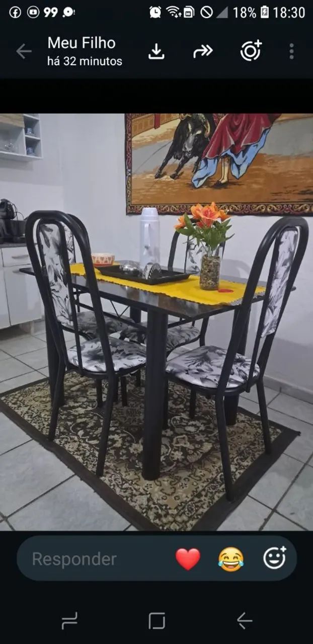 Mesa de mármore de 4 cadeiras - Foto 2