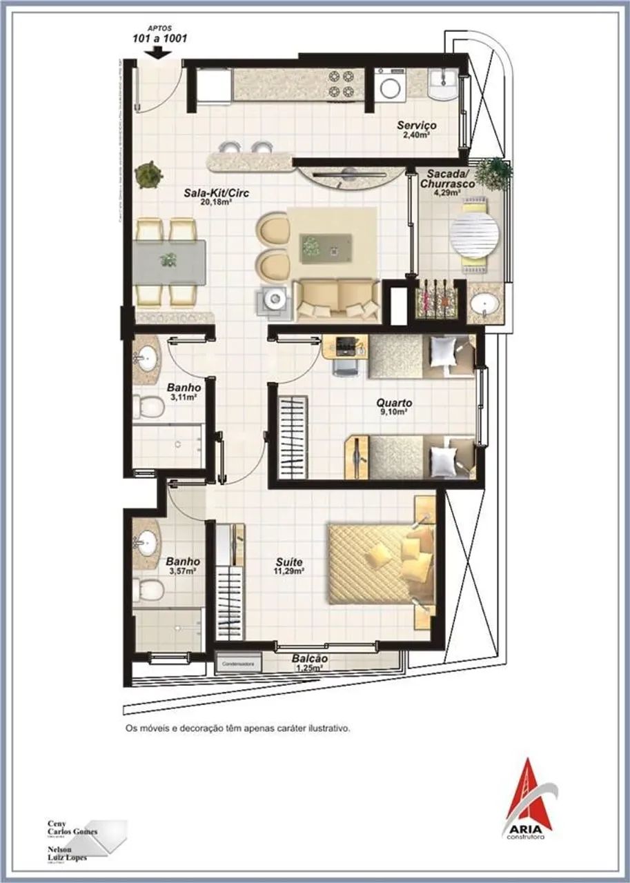 Apartamento 2 quartos (1 suíte) - Areias