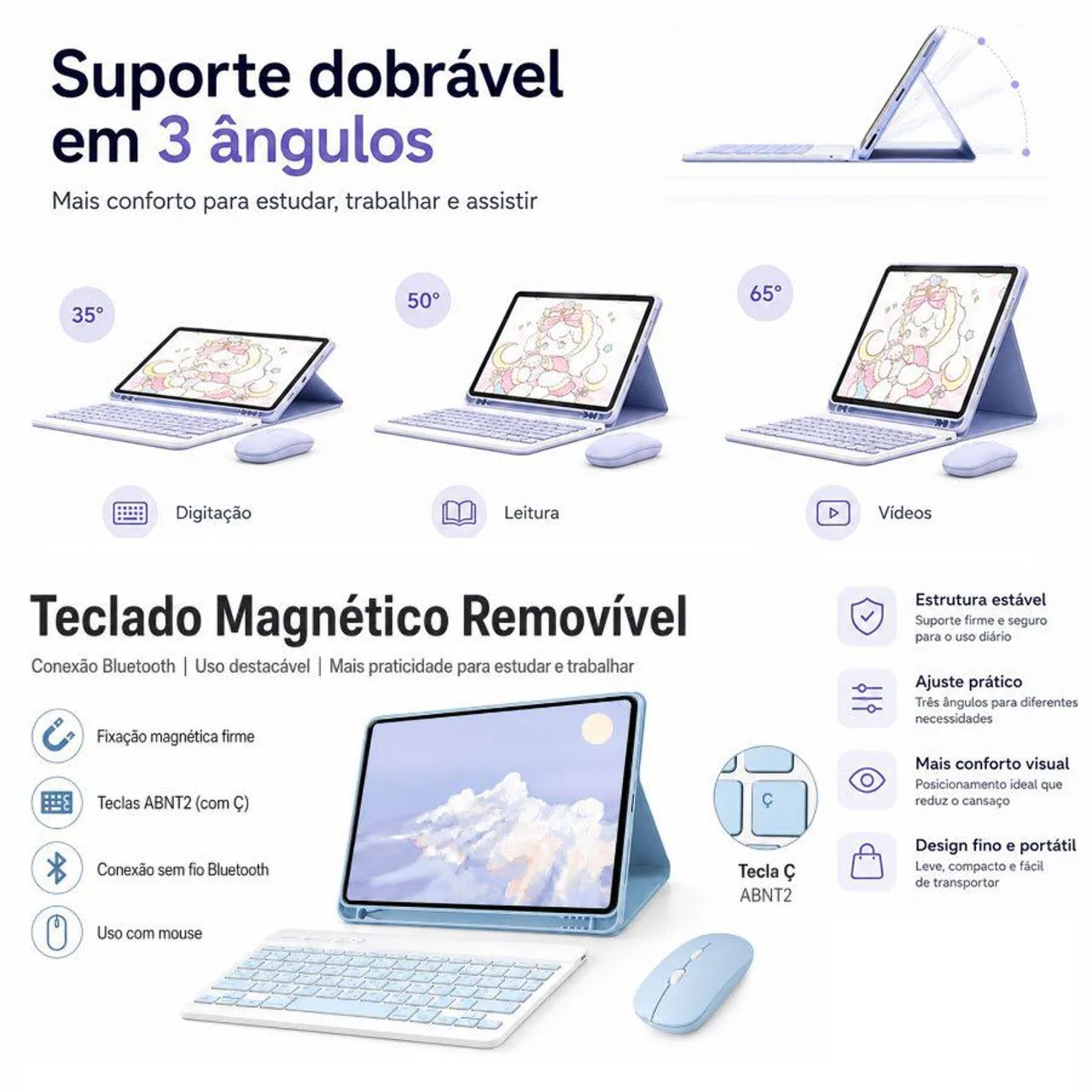 capa com teclado redmi pad  - Foto 3