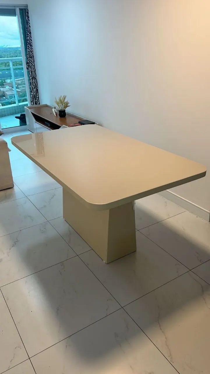 Mesa de Jantar Retangular Luxo com Vidro Laqueado  - Foto 4