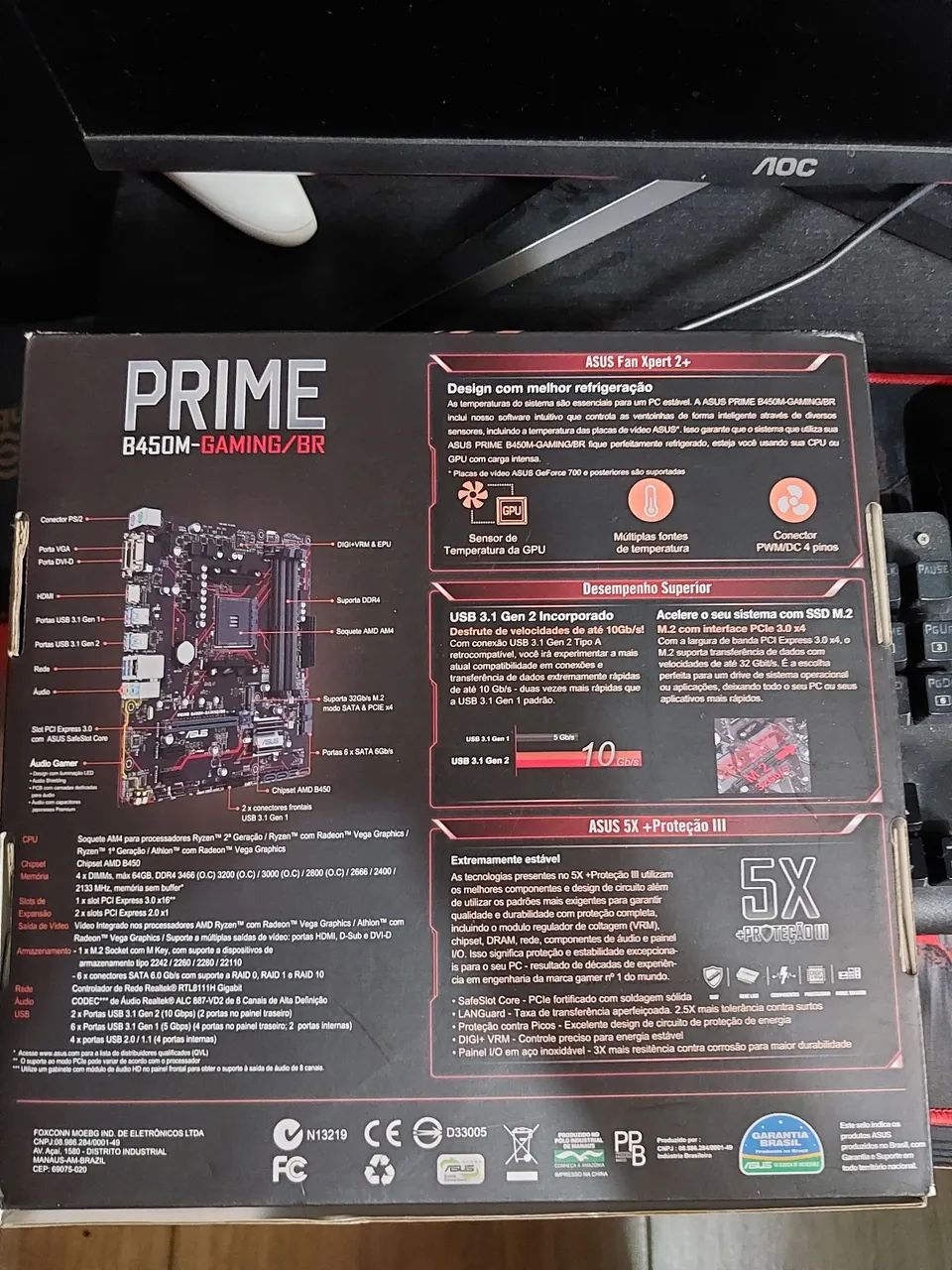300R$ PLACA MAE ASUS PRIME B450M NOVA NA CAIXA COM MANUAL E NOTA - Foto 2