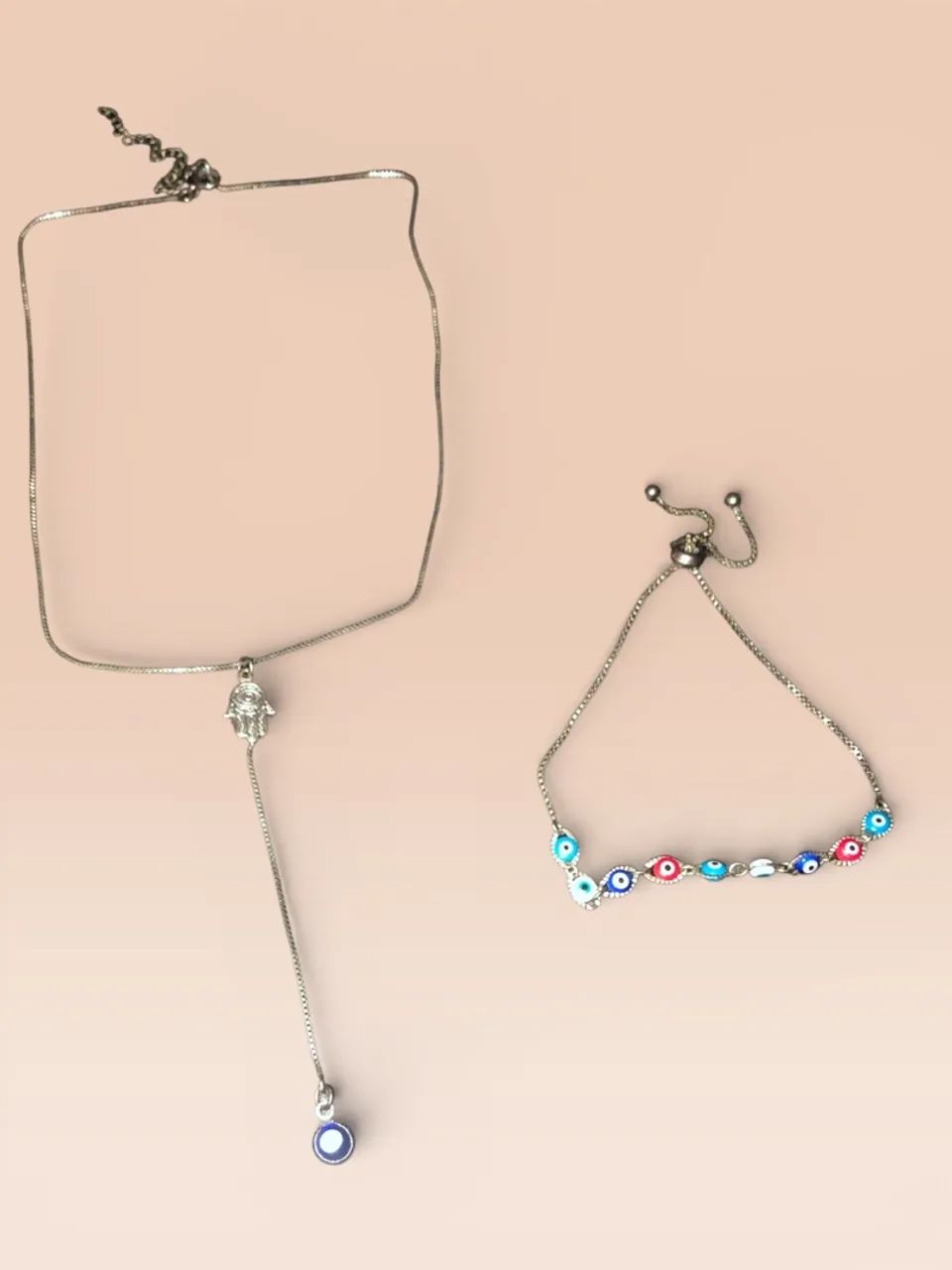 Conjunto pulseira + colar olho grego 