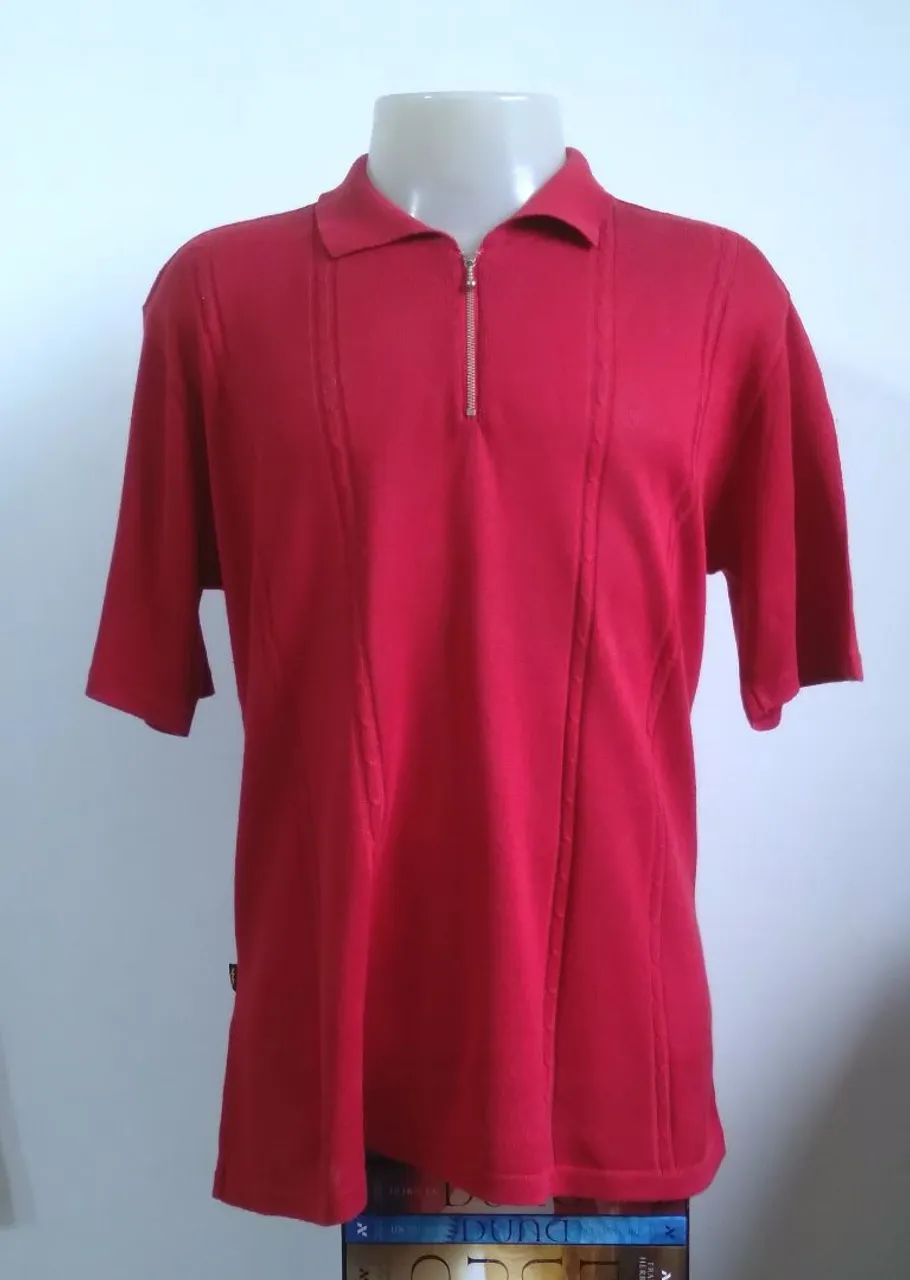 Camisa Polo Malha Vermelha Tam G - Foto 3