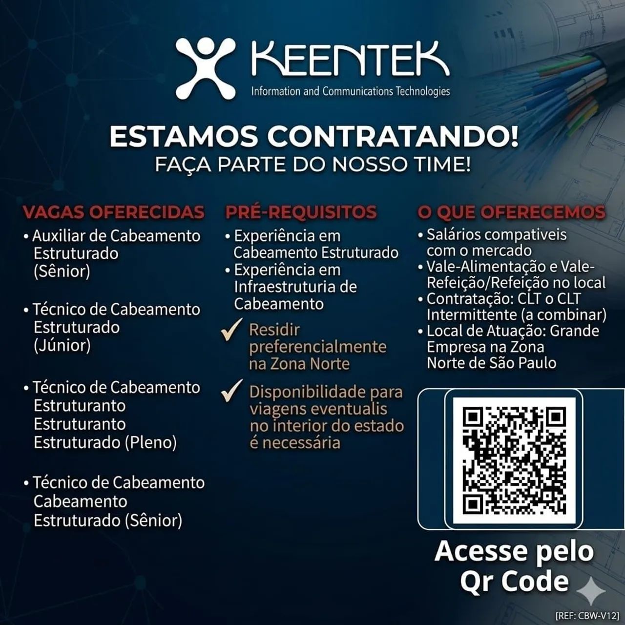 VAGAS EMPREGO - CABEAMENTO ESTRUTURADO