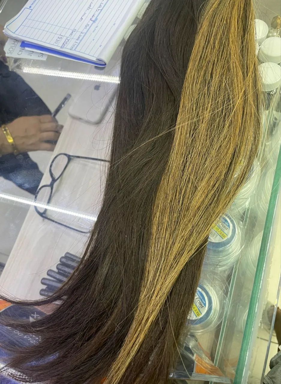 MEGA HAIR NATURAL - CASTANHO PREMIUM COM MECHAS ( 50 cm) Cabelo 100% natural, - Foto 3