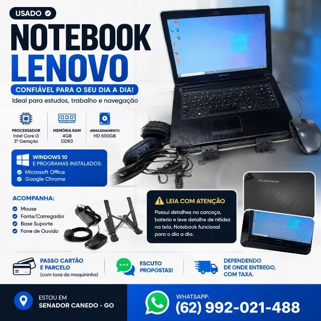 Notebook Lenovo com Windows 10, Só Usar (LEIA A DESCRIÇÃO)