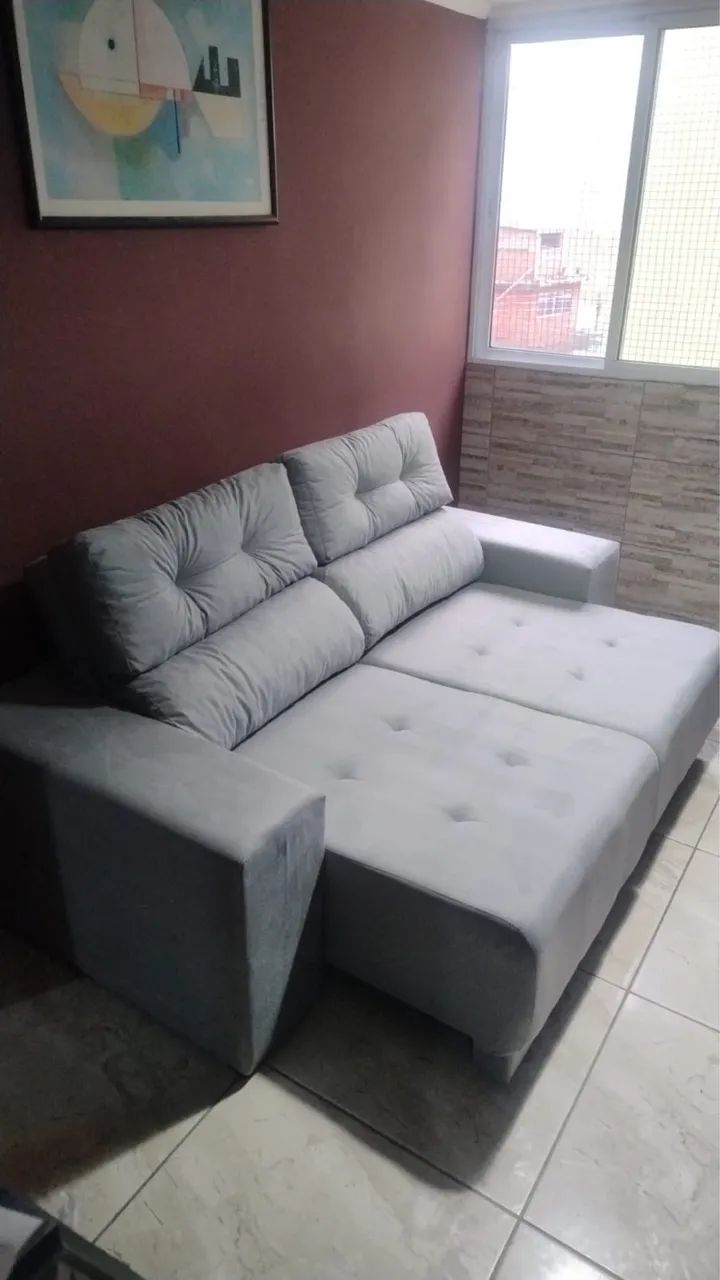 SOFA RETRATIL RECLINÁVEL CORES TECIDO SUEDE  - Foto 5