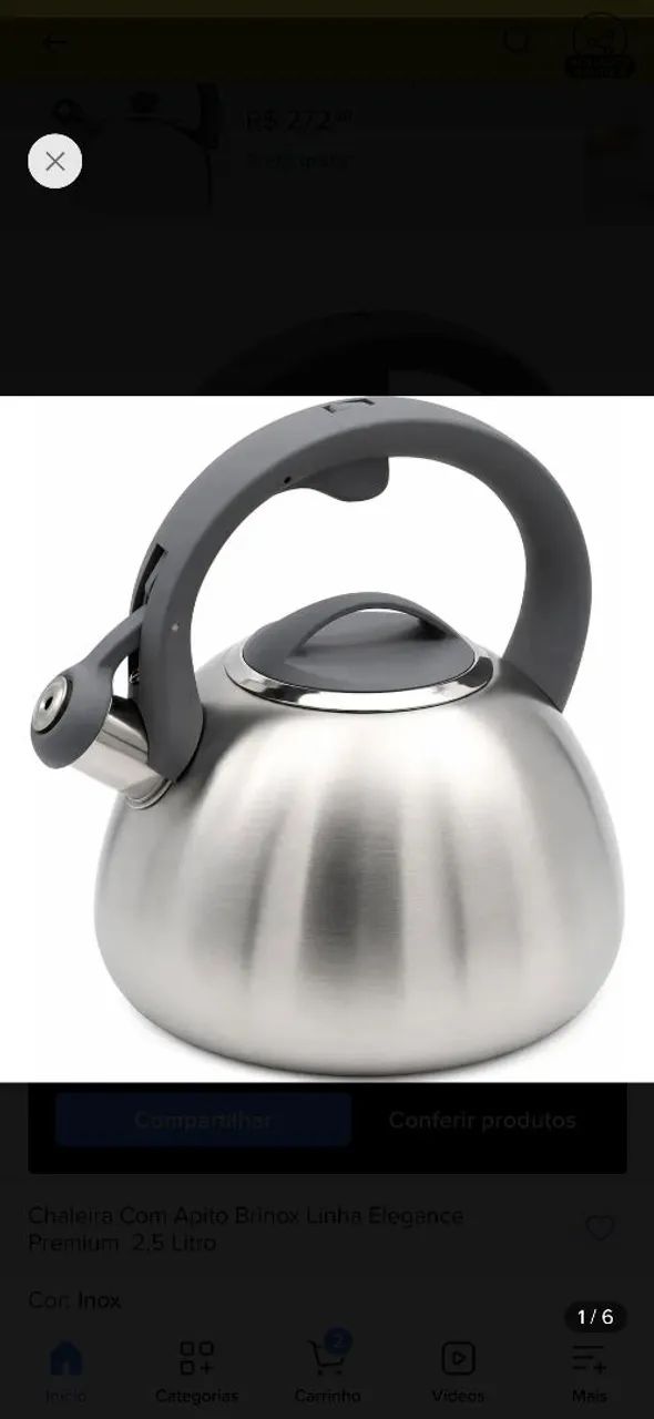 Chaleira com apito Brinox Elegance 2.5l NOVA - Utensílios Para