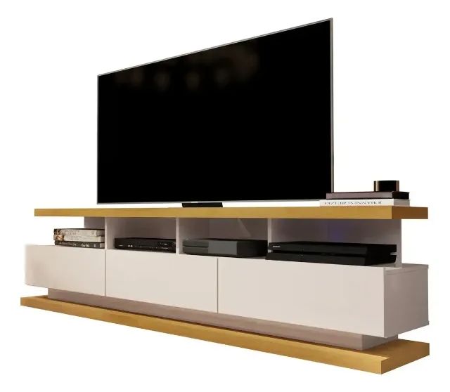 Rack para TV Vivare Off White com Nature - Foto 4