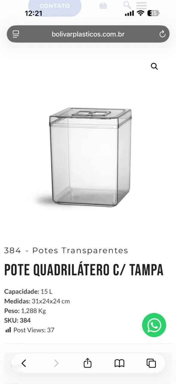 Pote de acrílico com tampa 15L - Foto 2