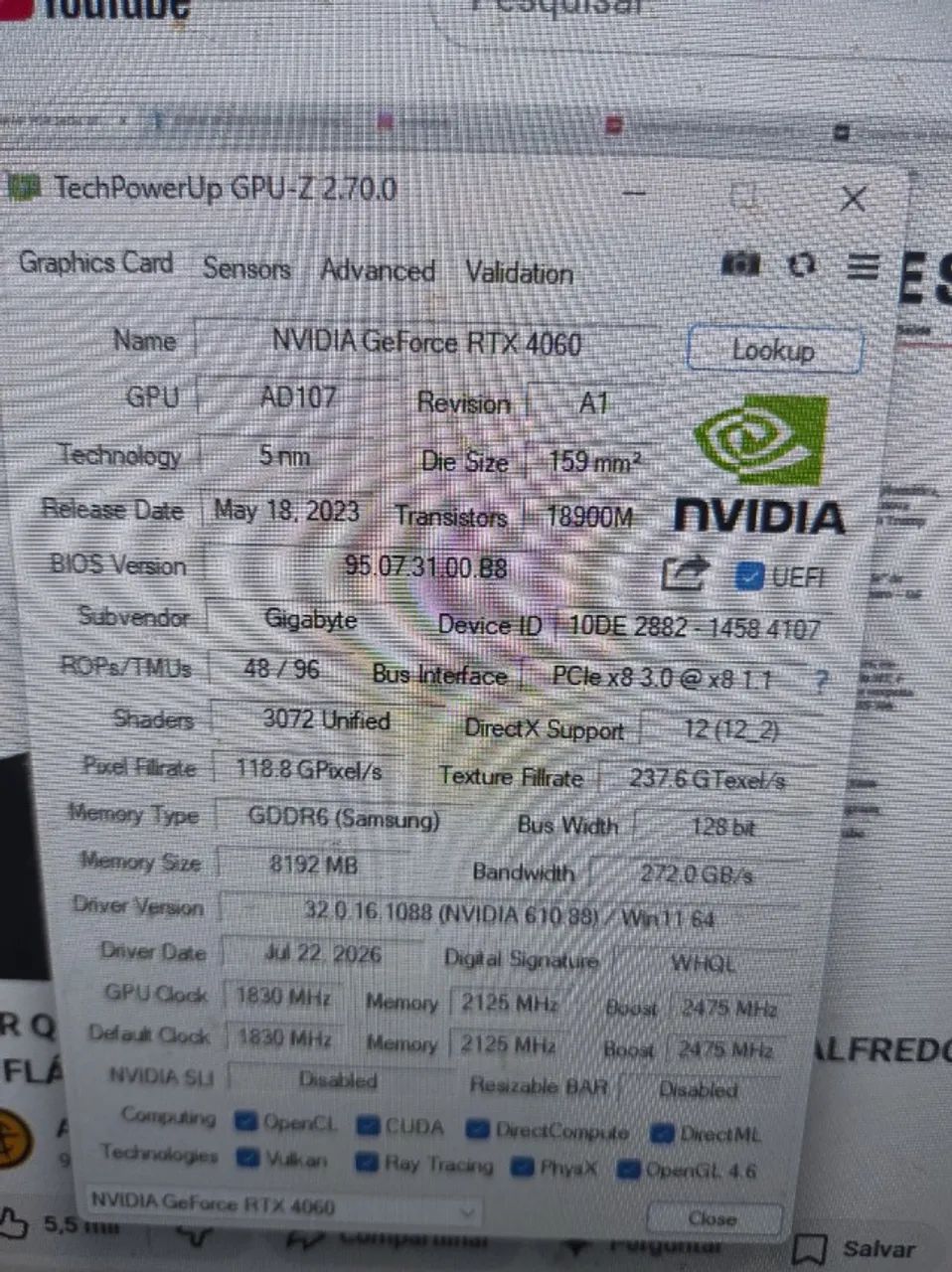 GIGABYTE RTX 4060 WINDFORCE OC 8GB (COM DETALHES) - Foto 4