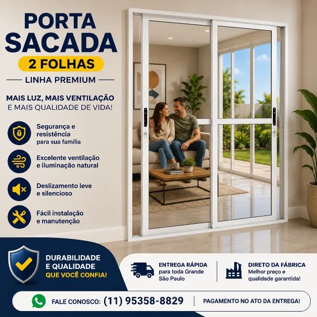 porta balcão (sacada ) 2 flohas 210x120 entrega em são Bernardo pagto na entrega