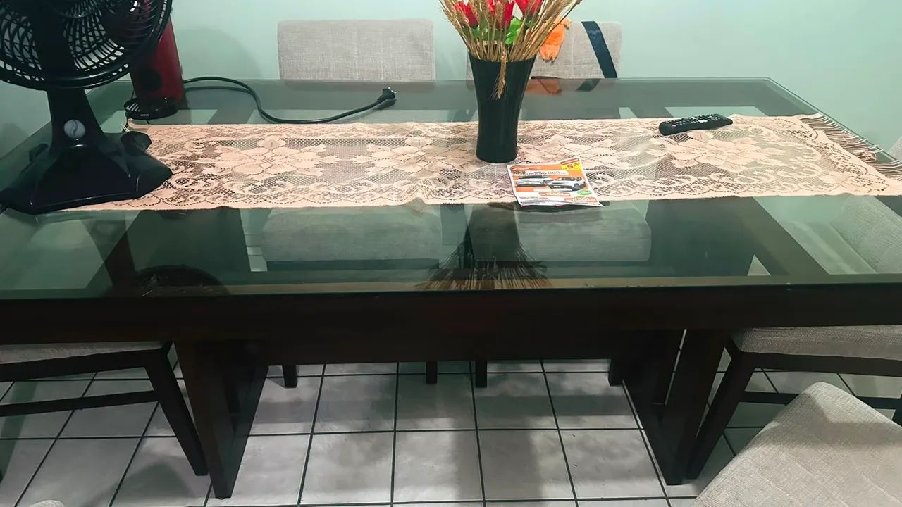 Mesa de jantar tampo de vidro - Foto 4