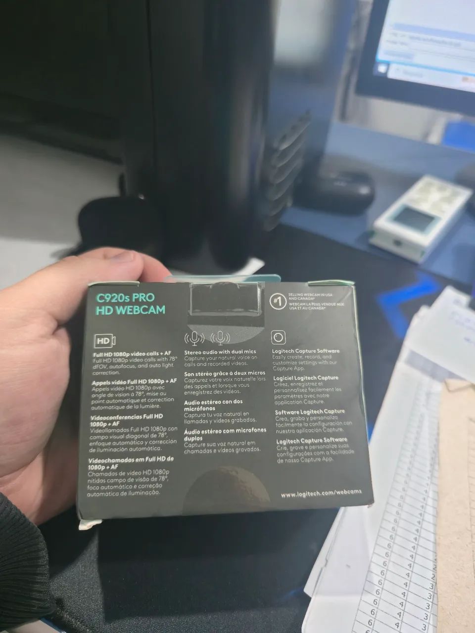 Webcam Full HD Logitech C920S com microfone - Foto 3