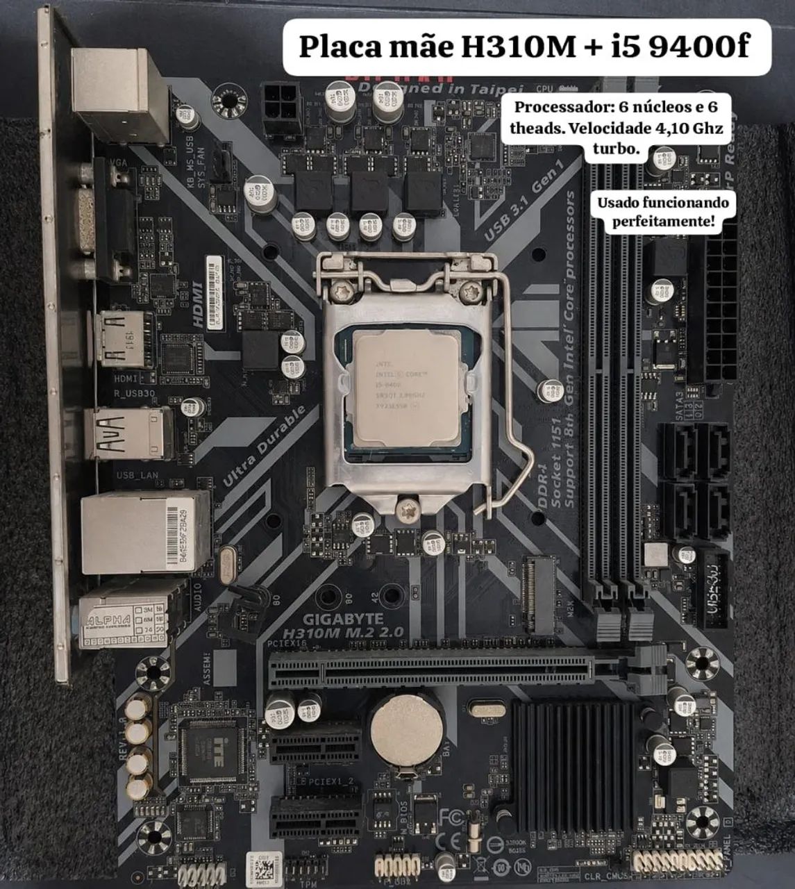 Kit Placa mãe H310M M.2 + Processador i5 9400f 
