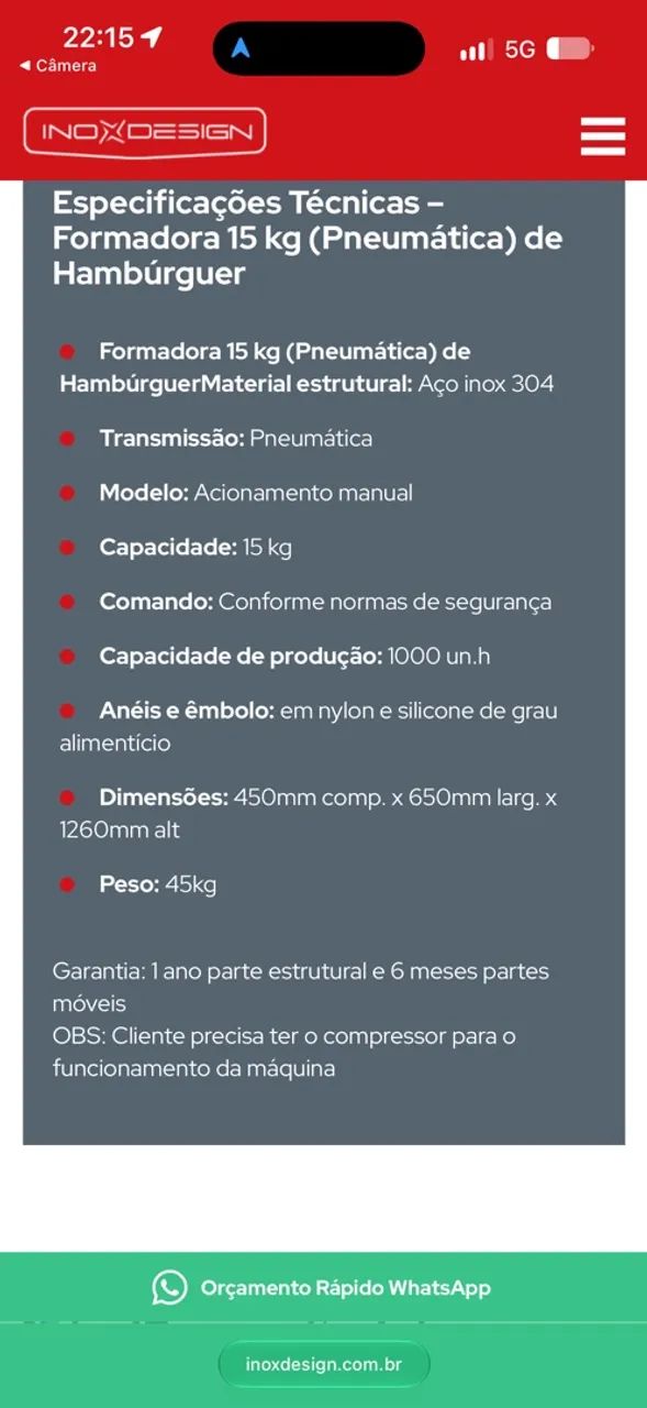 Modeladora de hambúrguer pneumática  - Foto 4