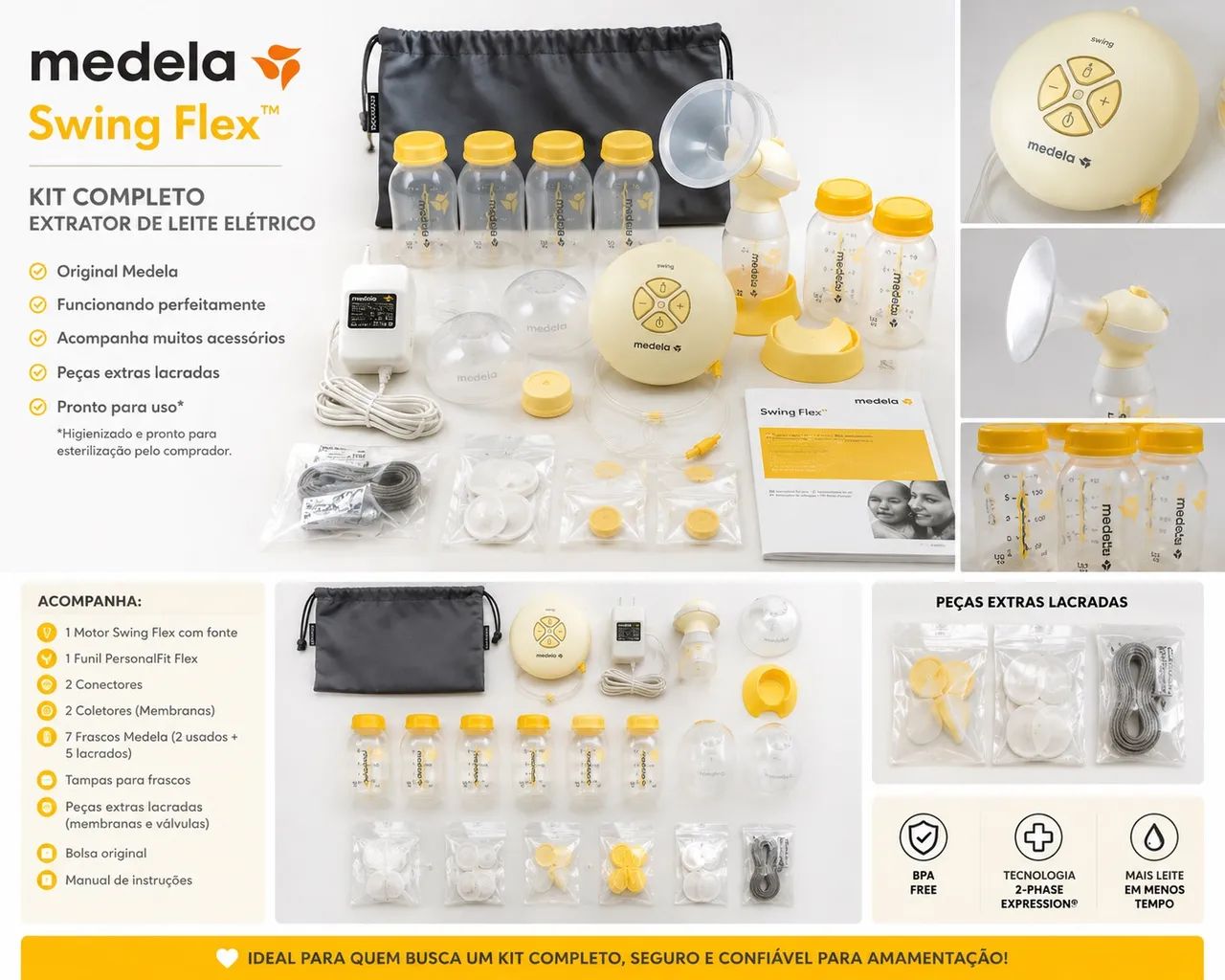 Extrator de Leite Medela Swin Flex Original + Kit Completo - Foto 3