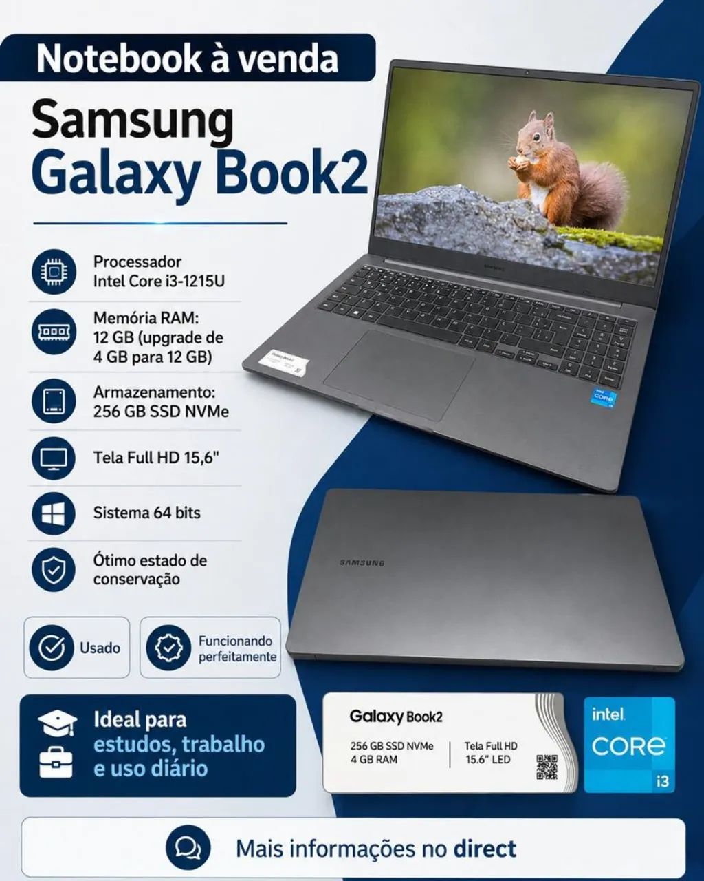 Samsung Galaxy Book 2 i3 - 12Gb e 240Gb SSD