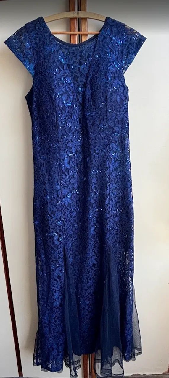 Vestido Azul de renda com brilho - Foto 2