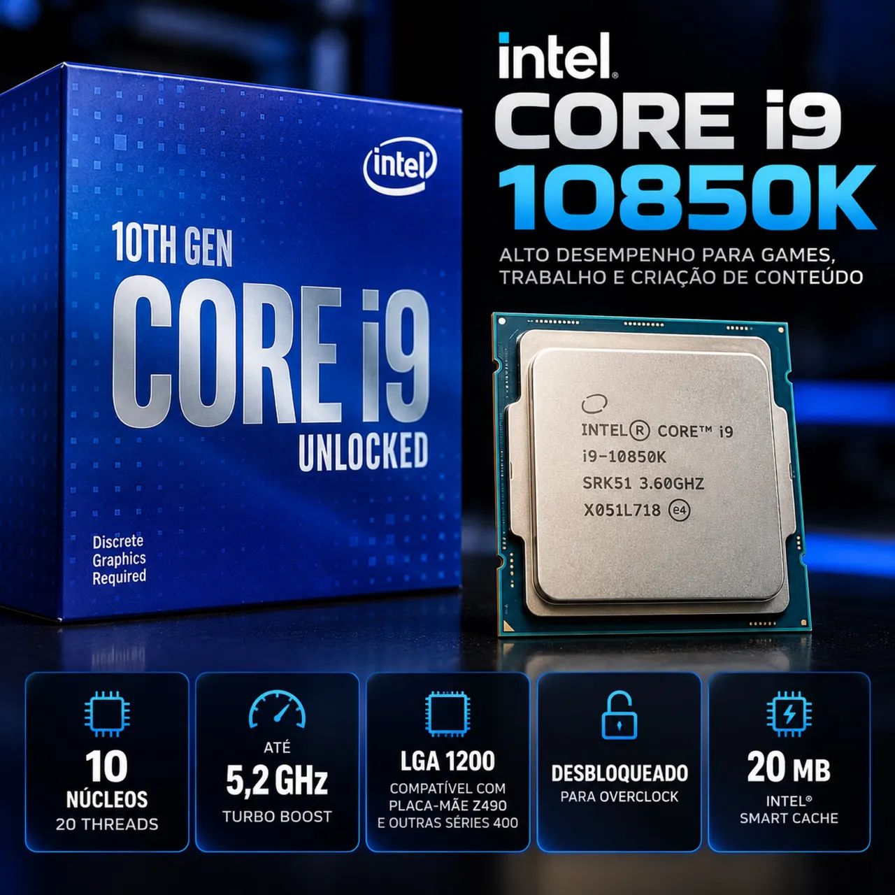 Kit com processador i9 10850k e placa mãe asus z490 plus  - Foto 3