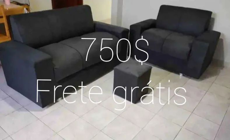 Sofá completo 2/3 lugares frete grátis ganhe puff de brinde  - Foto 2