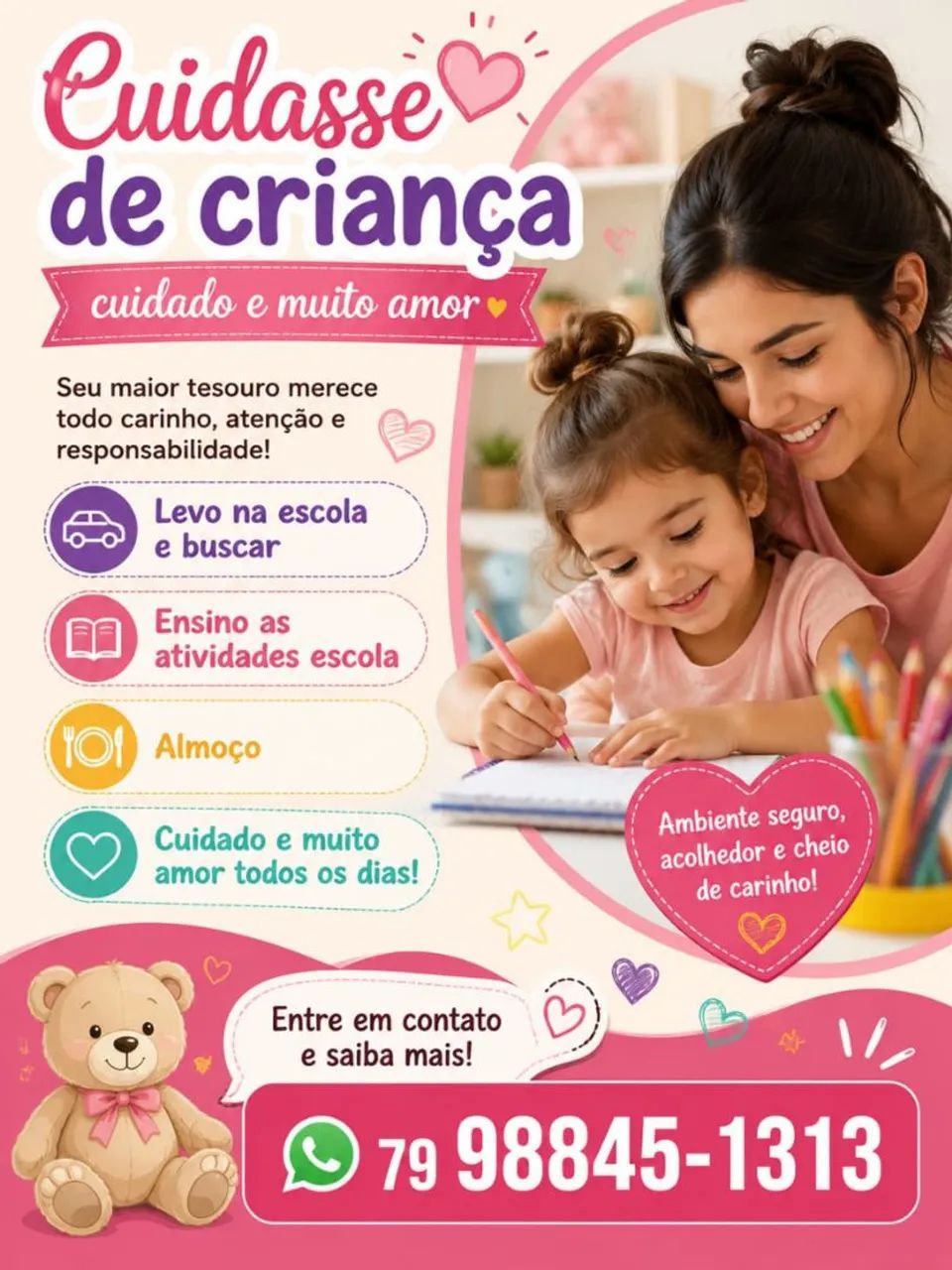 Cuidasse de criança aparte de 2 anos